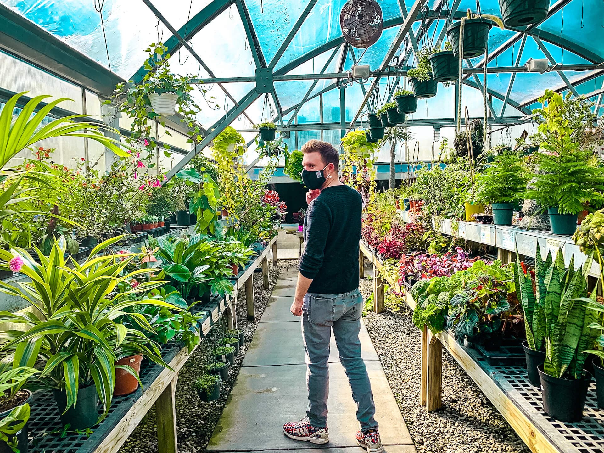 Jordan Lambrecht at Urban Trails nursery during the pandemic.